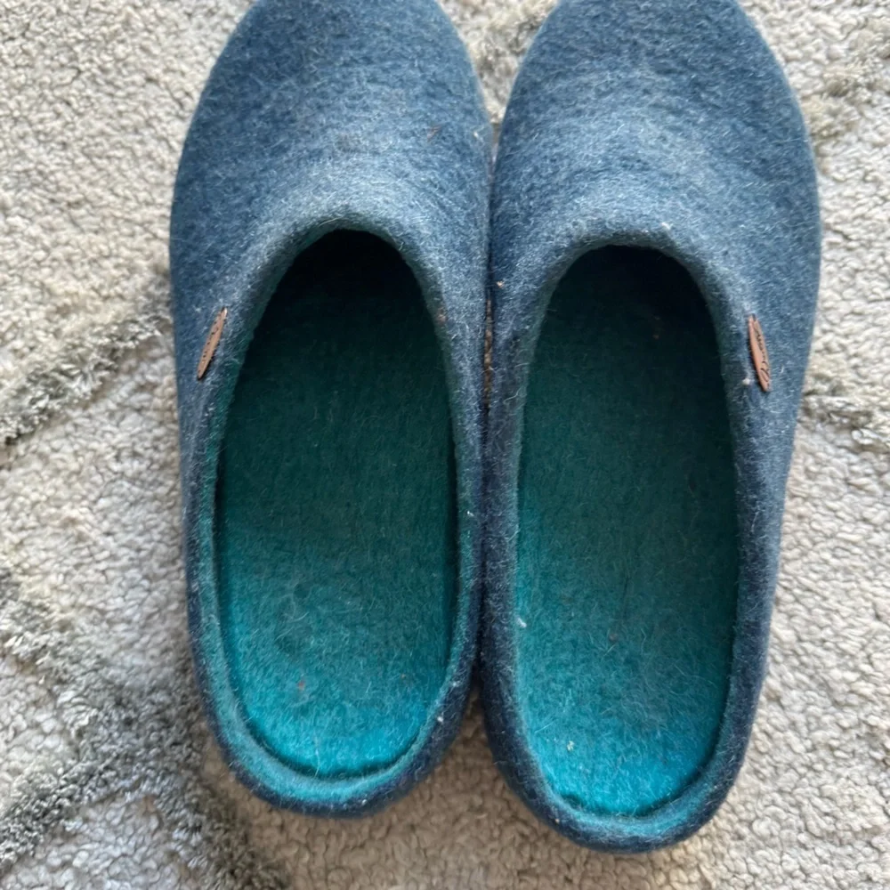 WoolFit wool felt handmade clogs slippers slip on blue German 39 / 9 - Picture 6 of 13
